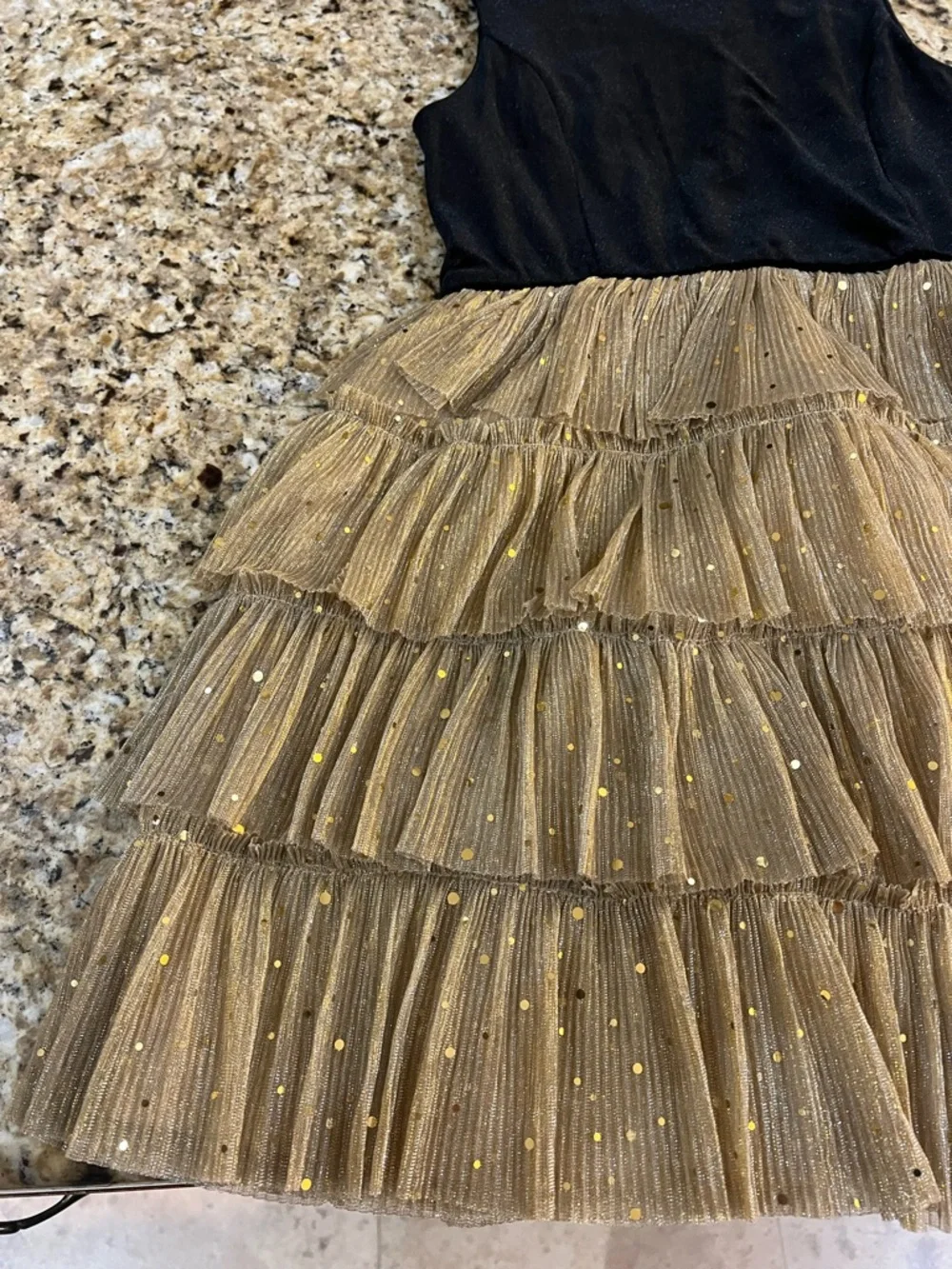 Zunie Black & Gold Tiered Tulle Party Dress for Girls